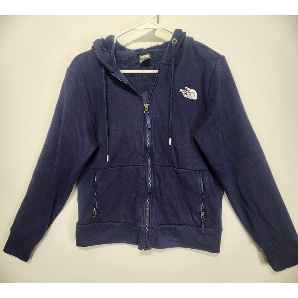 The North Face Women's Casual Hooded Full Zip Fleece Jacket Navy Blue Size S - Picture 1 of 9